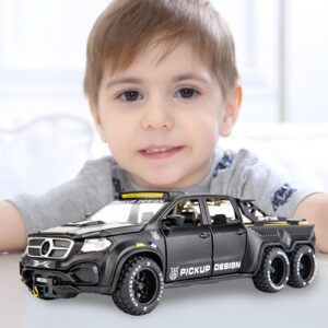 BDTCTK 1:28 Pickup X-Class Model Car, Diecast Zinc Alloy Pull Back Toy Car with Sound and Light for Kids Boy Girl Black