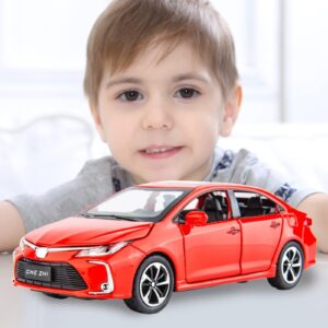 BDTCTK Compatible for 1:32 Corolla Model Car, Zinc Alloy Pull Back Toy Car with Sound and Light for Kids Boy Girl Red