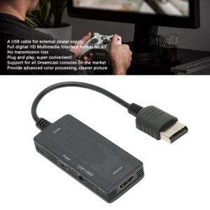 Dilwe 1080P for Dreamcast to HDMI Converter, for Dreamcast HDMI Adapter, with USB Power Cable, HD Cable for Dreamcast to HDTV, Only Work with VGA Compatible Games