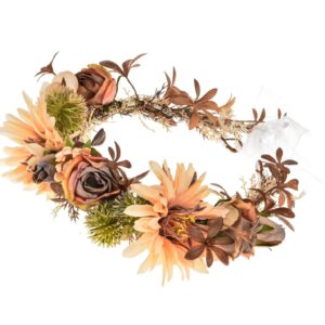 DDazzling Sunflower Flower Crown Eucalyptus Halo Women Girls Headpiece Photo Prop (Coffee)