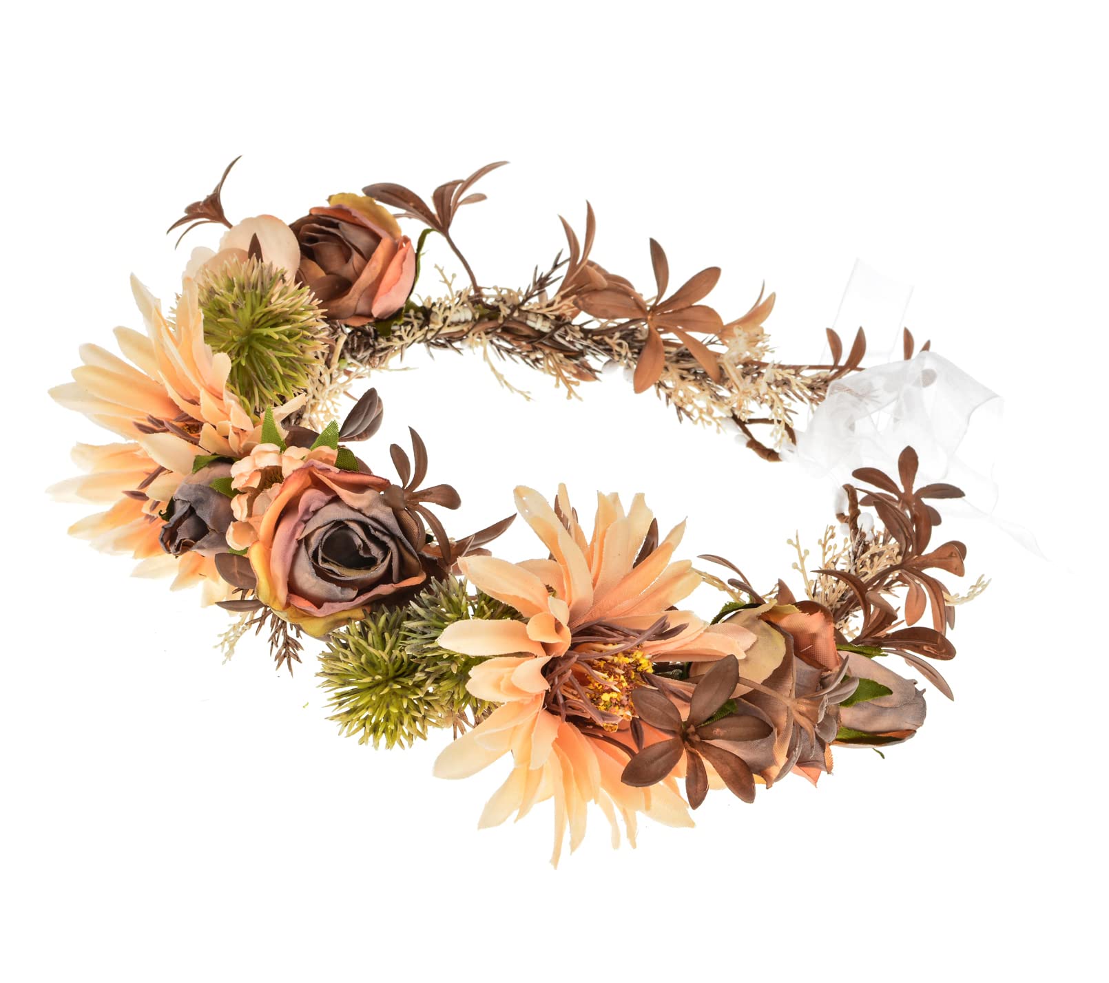 DDazzling Sunflower Flower Crown Eucalyptus Halo Women Girls Headpiece Photo Prop (Coffee)