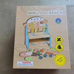 ROBOTIME Tool Bench Set for Toddlers - Mini Wooden Work Bench for Kids, Construction Toys w/Wooden Tools, Educational Pretend Play Gift Building Toy Tools Set for 18 Months 2 3 4 5 Boys Girls