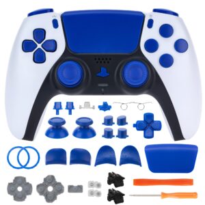 full set replacement thumbstick button kit for ps5 controller, d-pad l1 r1 l2 r2 triggers share options face buttons, faceplate, conductive rubber pad accessories for ps5 controller (blue)