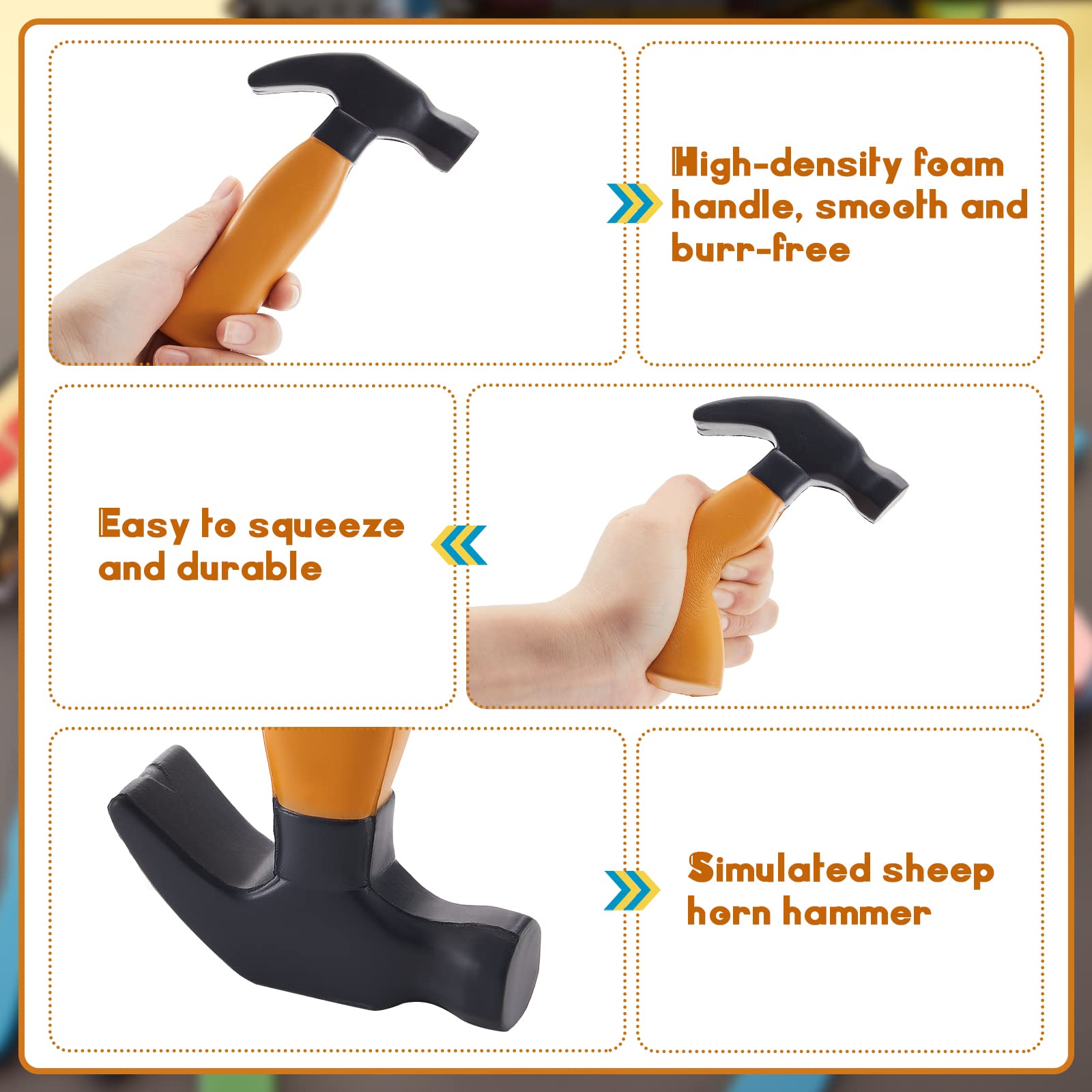 Zhanmai 2 Pcs Hammer Stress Reliever, Simulation Hammers Toys, Foam Hammer Stress Toy to Release Stress Anxiety, Hammer Toy for Halloween Teens and Adults