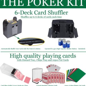 MrCarbon Super Casino Game Set: 6 Deck Shuffler+360pcs Chips+8 Poker Cards+Card Shoe+Chip Rake+Felt+Accessories, Blackjack Set & Texas Holdem Complete Kit, Poker Night Kit for Adult Casino Party