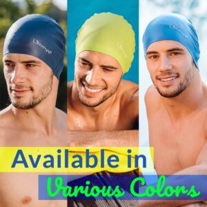 Limmys Men’s Women’s Unisex Swimming Cap - 100% Silicone Ladies Swim Caps - Premium Quality, Stretchable and Comfortable Swimming Hats - Available in Different Attractive Color (Navy Blue)