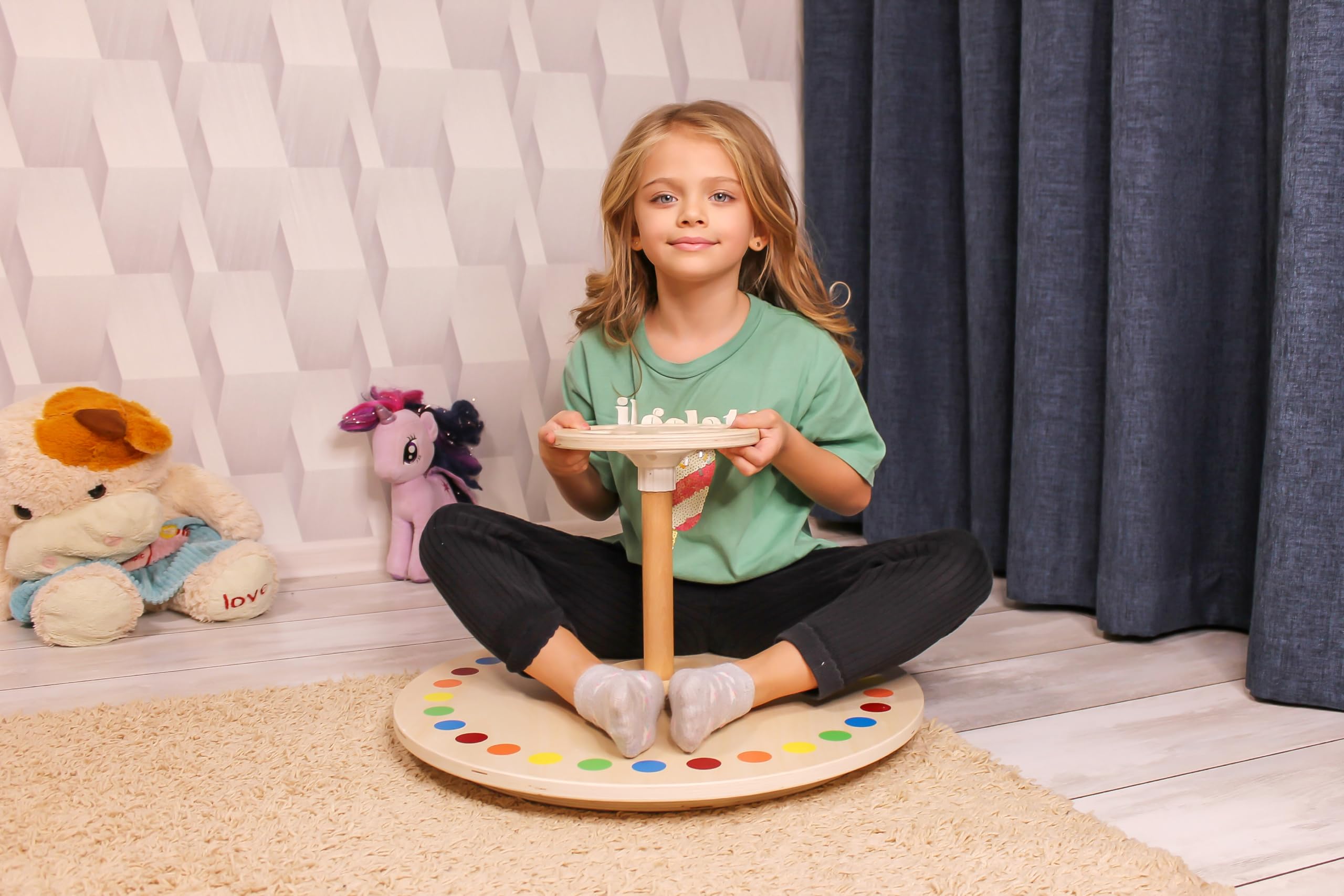 Wooden Spinner Seat - Sit and Spin - Bigger Size - Classic Spinning Activity Toy for Toddlers & Kids All Ages (Patent Pending)