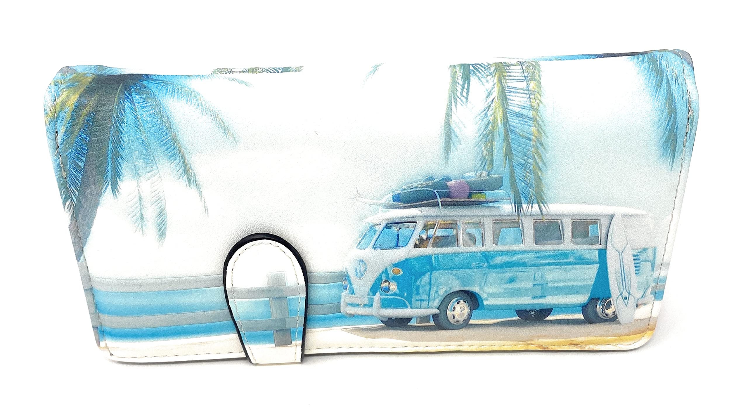 Shag Wear VW Van Surfin USA Road Trip Summer Beach Wallet for Women and Teen Girls Vegan Faux Leather 7"