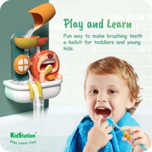 KidStation® - Baby Bath Toys for Toddlers 1-3, Kids 3-4 Years Old - Lion Bathtub Toys with Bubble Foam Maker + 3 Wind-Up Swimming Turtles - Gift Card Included for Christmas and Birthday