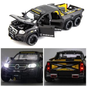 BDTCTK 1:28 Pickup X-Class Model Car, Diecast Zinc Alloy Pull Back Toy Car with Sound and Light for Kids Boy Girl Black