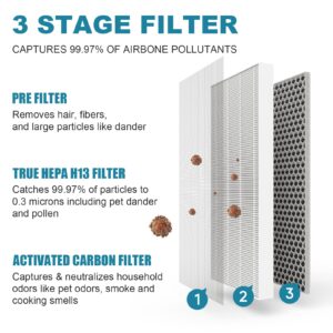 SendExtra 4-Pack Replacement Filter for MA Air Purifier -40 Series | Genuine H13 Grade 3 in 1 HEPA Filter