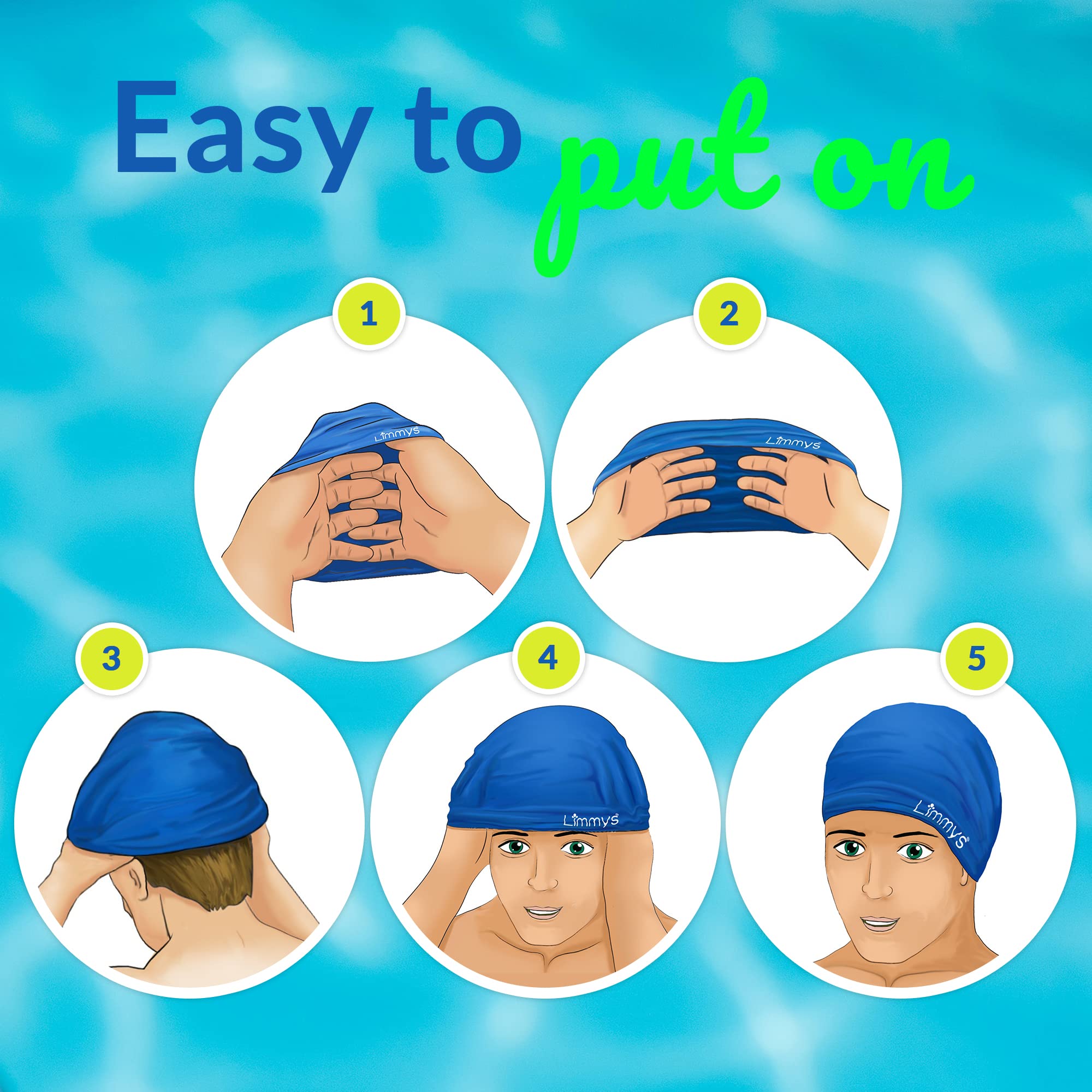 Limmys Men’s Women’s Unisex Swimming Cap - 100% Silicone Ladies Swim Caps - Premium Quality, Stretchable and Comfortable Swimming Hats - Available in Different Attractive Color (Navy Blue)