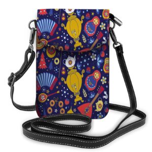 nicokee small crossbody purse cell phone bag colorful moscow kremlin cathedral russian doll balalaika bear wallet pouch mini shoulder bag leather pocket bag waist bag