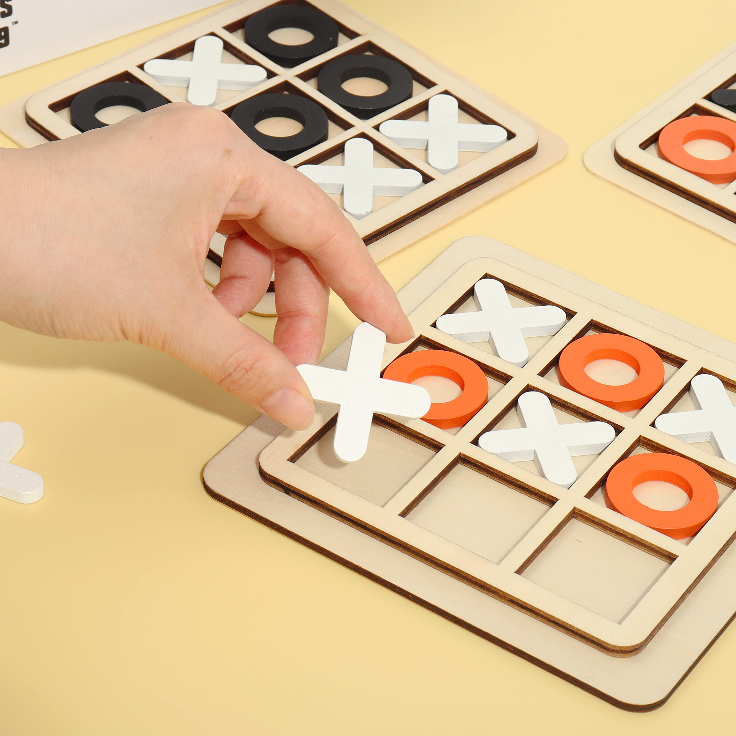 KESLOT Wooden Board Tic Tac Toe Game XO Table Toy Classical Family Children Puzzle Game Educational Toys, Random Color