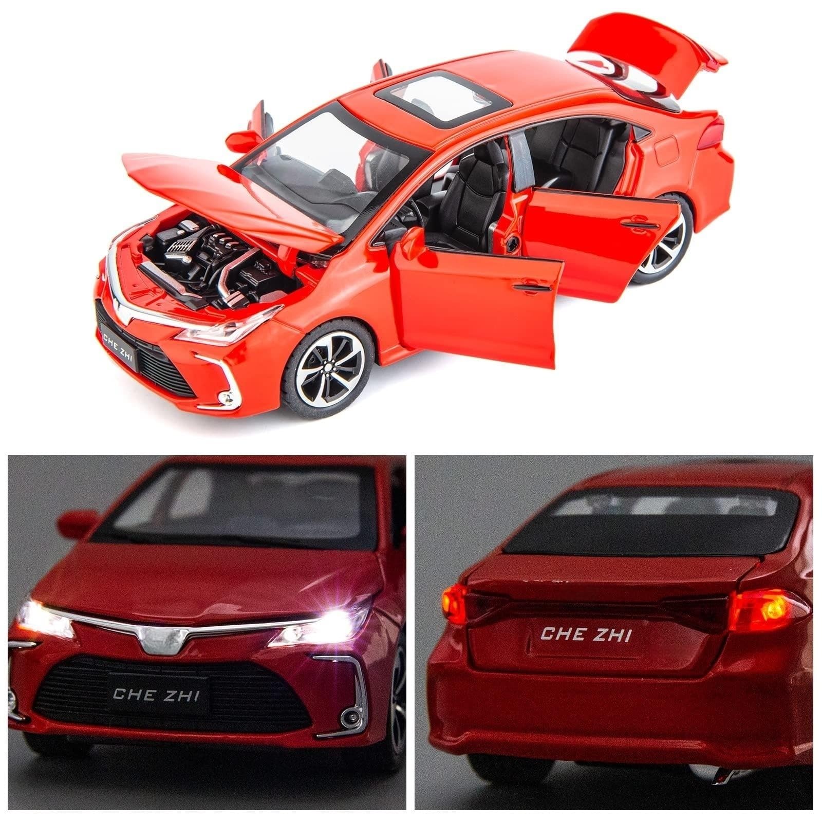 BDTCTK Compatible for 1:32 Corolla Model Car, Zinc Alloy Pull Back Toy Car with Sound and Light for Kids Boy Girl Red