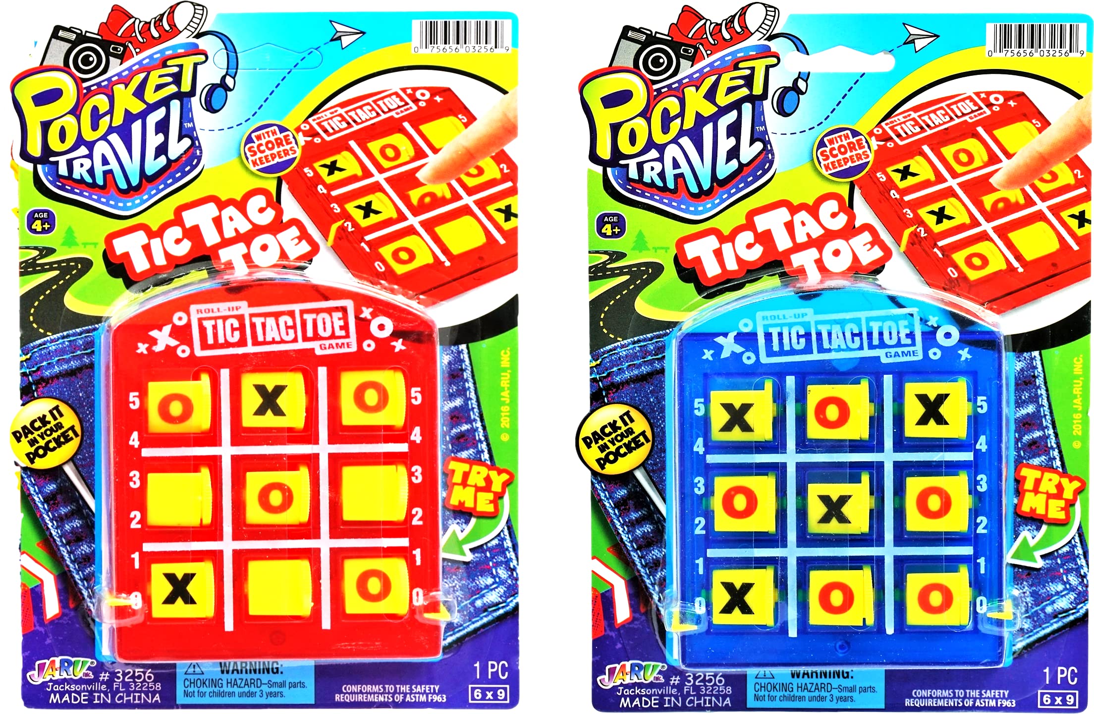 JA-RU Portable Tic Tac Toe (2 Pack) Classic Mini Board Games for Kids. Pocket Size Travel. Bulk Birthday Party Favor Stocking Stuffer. 3256-2s