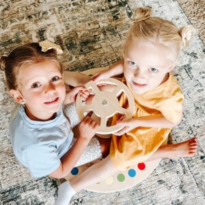 Wooden Spinner Seat - Sit and Spin - Bigger Size - Classic Spinning Activity Toy for Toddlers & Kids All Ages (Patent Pending)