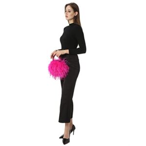 LVCOMEFF Women Ostrich Feather Purse Mini Handbag for Party Furry Casual Daily 2023 Bubblegum Color…