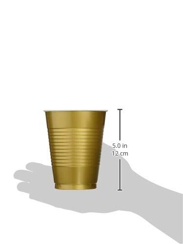 Amscan Plastic Cups Big Party Pack , 18 oz. 50ct., Gold (Pack of 2)