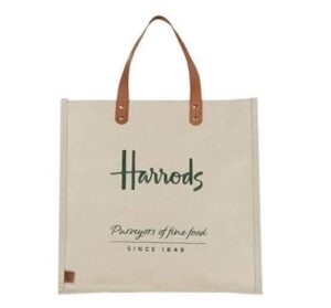 harrods london jute shopper bag, beige