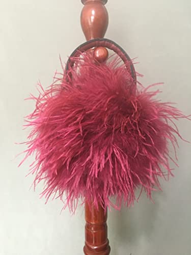 LVCOMEFF Women Ostrich Feather Purse Mini Handbag for Party Furry Casual Daily 2023 Bubblegum Color…