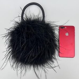 LVCOMEFF Women Ostrich Feather Purse Mini Handbag for Party Furry Casual Daily 2023 Bubblegum Color…