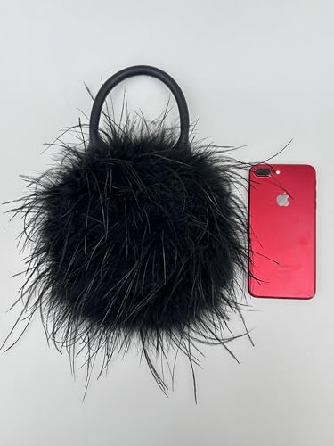 LVCOMEFF Women Ostrich Feather Purse Mini Handbag for Party Furry Casual Daily 2023 Bubblegum Color…