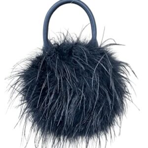 LVCOMEFF Women Ostrich Feather Purse Mini Handbag for Party Furry Casual Daily 2023 Bubblegum Color…