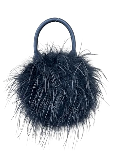 LVCOMEFF Women Ostrich Feather Purse Mini Handbag for Party Furry Casual Daily 2023 Bubblegum Color…