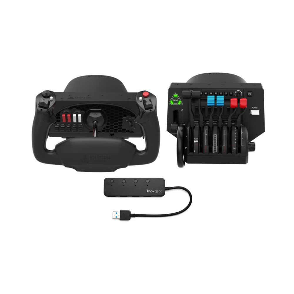 Honeycomb Aeronautical Alpha Flight Controls Yoke with Throttle Quadrant and USB 3.0 Hub Bundle (3 Items)