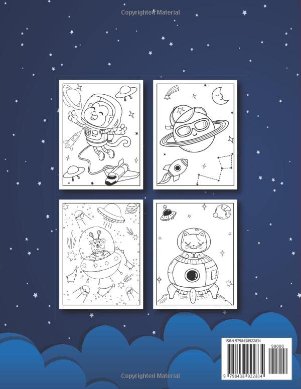 Space coloring book for Kids: Incredible outer space coloring pages of planets, astronauts, animals, spaceships, rockets (70 space illustrations)