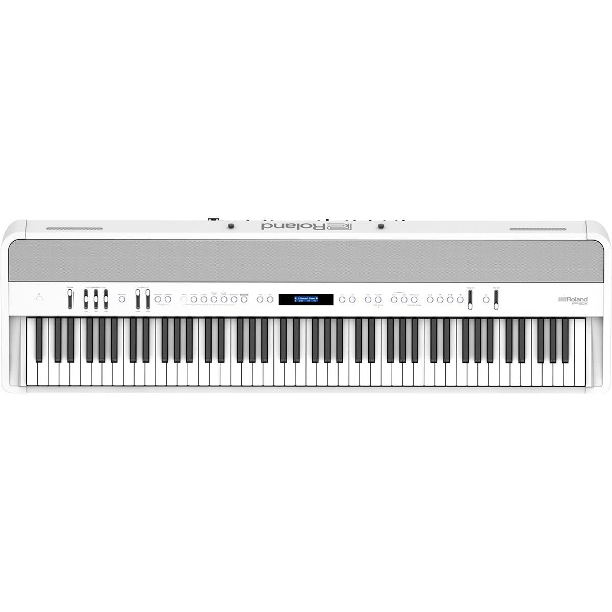 Roland FP-90X 88-Key Portable Digital Piano, White Bundle with Stand, Bench, Sustain Pedal, Studio Monitor Headphones