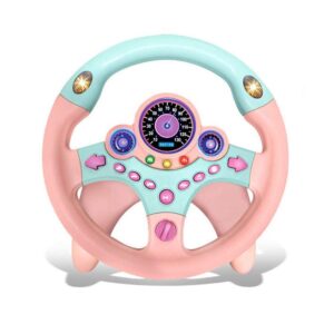 Kids Electric Early Education Simulation Steering Wheel Toy Multifunctional High Simulation Car Driving Toy with Music and Light Pretend Driving Toy for Toddlers