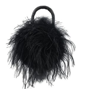 lvcomeff women ostrich feather purse mini handbag for party furry casual daily 2023 bubblegum color…