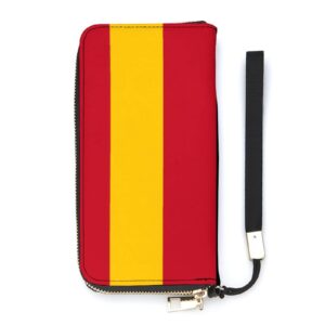 funnystar spanish flag travel wallet leather wristlet purse portable case for boarding pass id money tickets with zipper