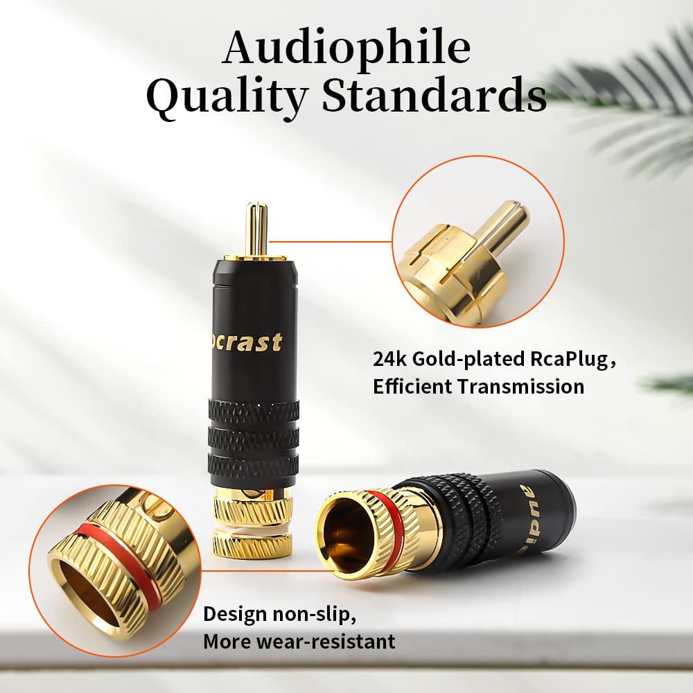 Tertullus 4pcs 2-in-1 Screw and Solder Type High End RCA Male Plugs Brass Gold Plated Audio RCA Connectors Adapters