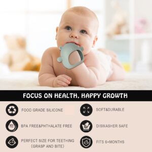 AULEGE Silicone Baby Teether Toy for Infants 3+ Months, Anti-Drop Silicone Baby Mitten Teether for Soothing Teething Pain Relief, Baby Chew Toys for Sucking Needs, BPA Free, Caramel