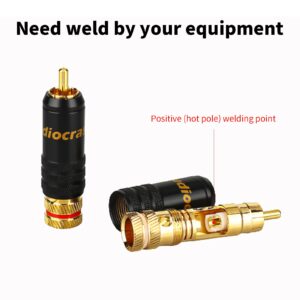 Tertullus 4pcs 2-in-1 Screw and Solder Type High End RCA Male Plugs Brass Gold Plated Audio RCA Connectors Adapters