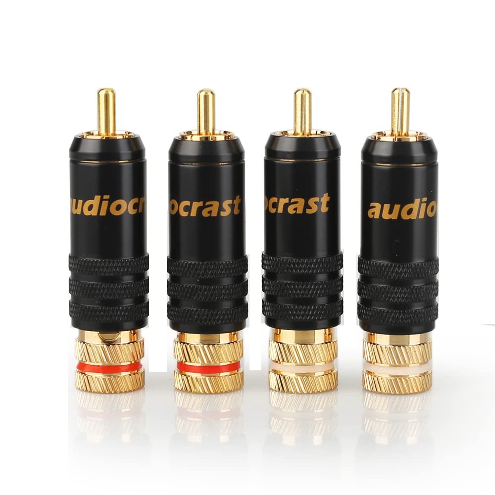 Tertullus 4pcs 2-in-1 Screw and Solder Type High End RCA Male Plugs Brass Gold Plated Audio RCA Connectors Adapters