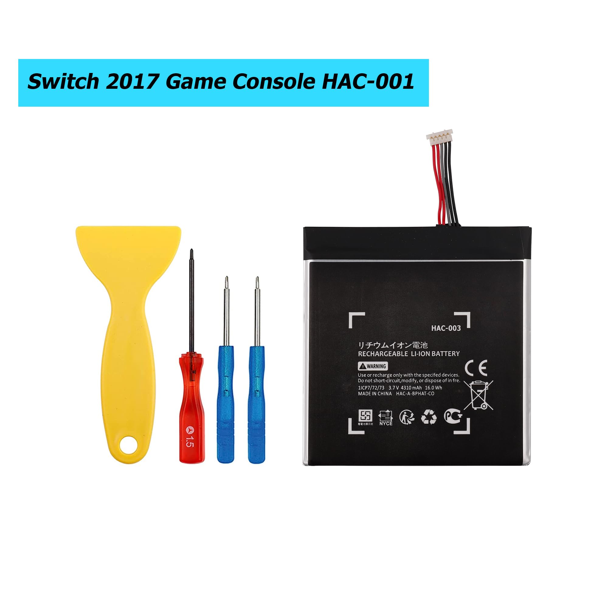 Vvsialeek HAC-003 Replacement Battery Compatible with Switch 2017 Game Console HAC-001 with Toolkit