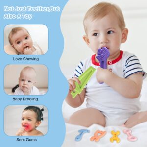 Yinghezu 8 Pack Chew Baby Teething Toys for 0-12 Months, Freezable BPA Free Silicone Baby Molar Teether Chew Toys, Hammer Wrench Spanner Pliers Hand Saw Shape Baby Girl's Boy Car Seat Toy