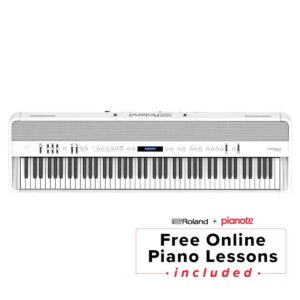 Roland FP-90X 88-Key Portable Digital Piano, White Bundle with Stand, Bench, Sustain Pedal, Studio Monitor Headphones