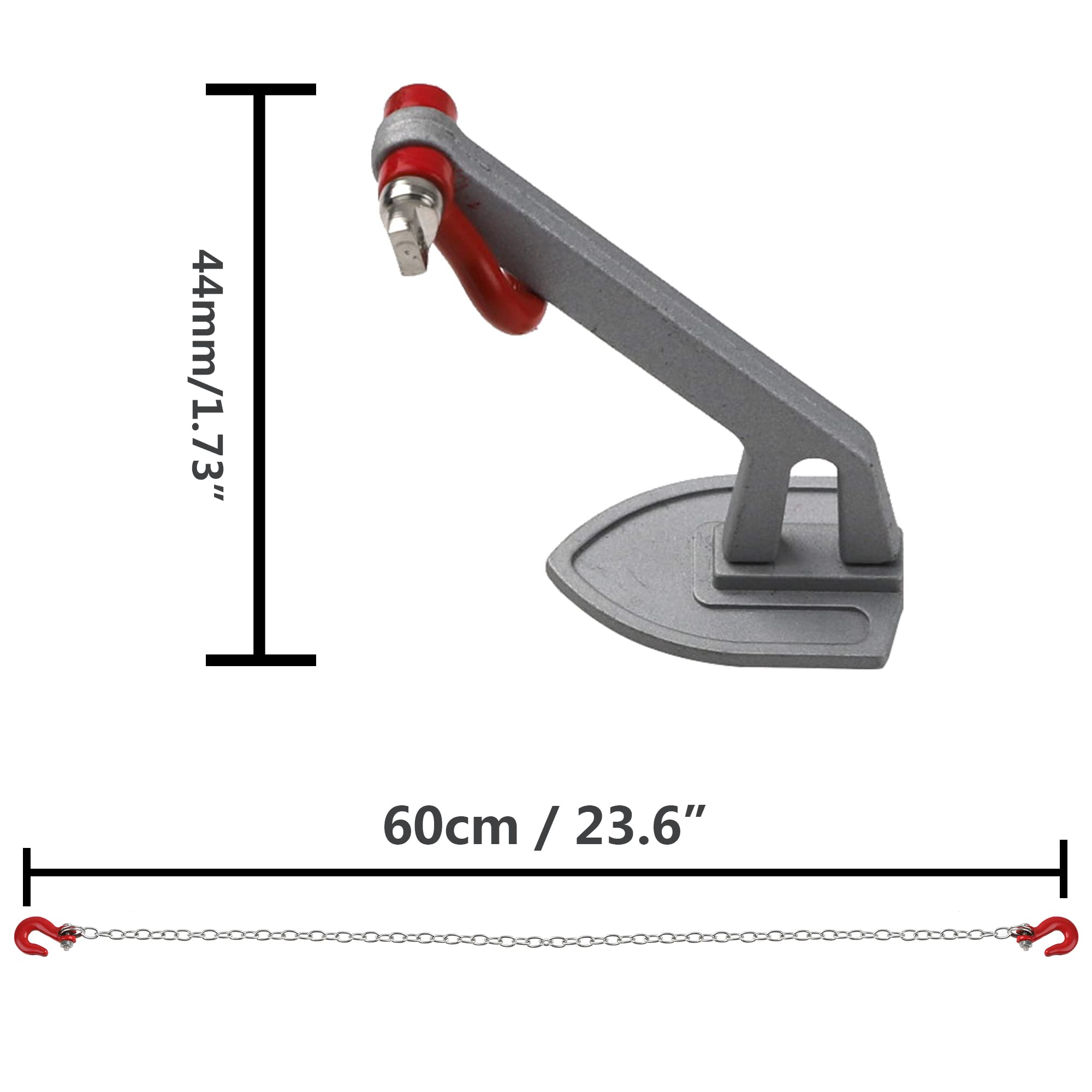 HIRCQOO 1/10 RC Decorations Accessories Mini Metal Trailer Chain with Tow Hook & Winch Anchor Compatible with Traxxas TRX-4 Tamiya CC01 Axial SCX10 Wraith D90 Redcat HSP 1/10 RC Crawler Truck