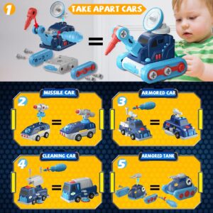 Take Apart Vehicle Magnetic Toy, 5-in-1 Tool Building Trucks Transform to Dinosaur Robot STEM Assemble Car with Storage Box, Kids Child Holiday Birthday Gift for 3 4 5 6 7 8 Year Old Boys Girls