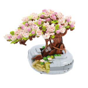 MEIEST Mini Building Blocks Sakura Plant Bonsai Model Set,Creative DIY Simulation Cherry Blossom Flower Botanical Collection Construction Building Bricks Toy for Kids Adult Home Decor