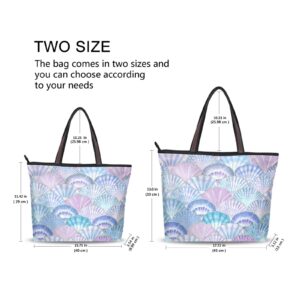 MNSRUU Women's Tote Purse with Pocket,Shell Printed Handbag Summer Beach Tote Bag