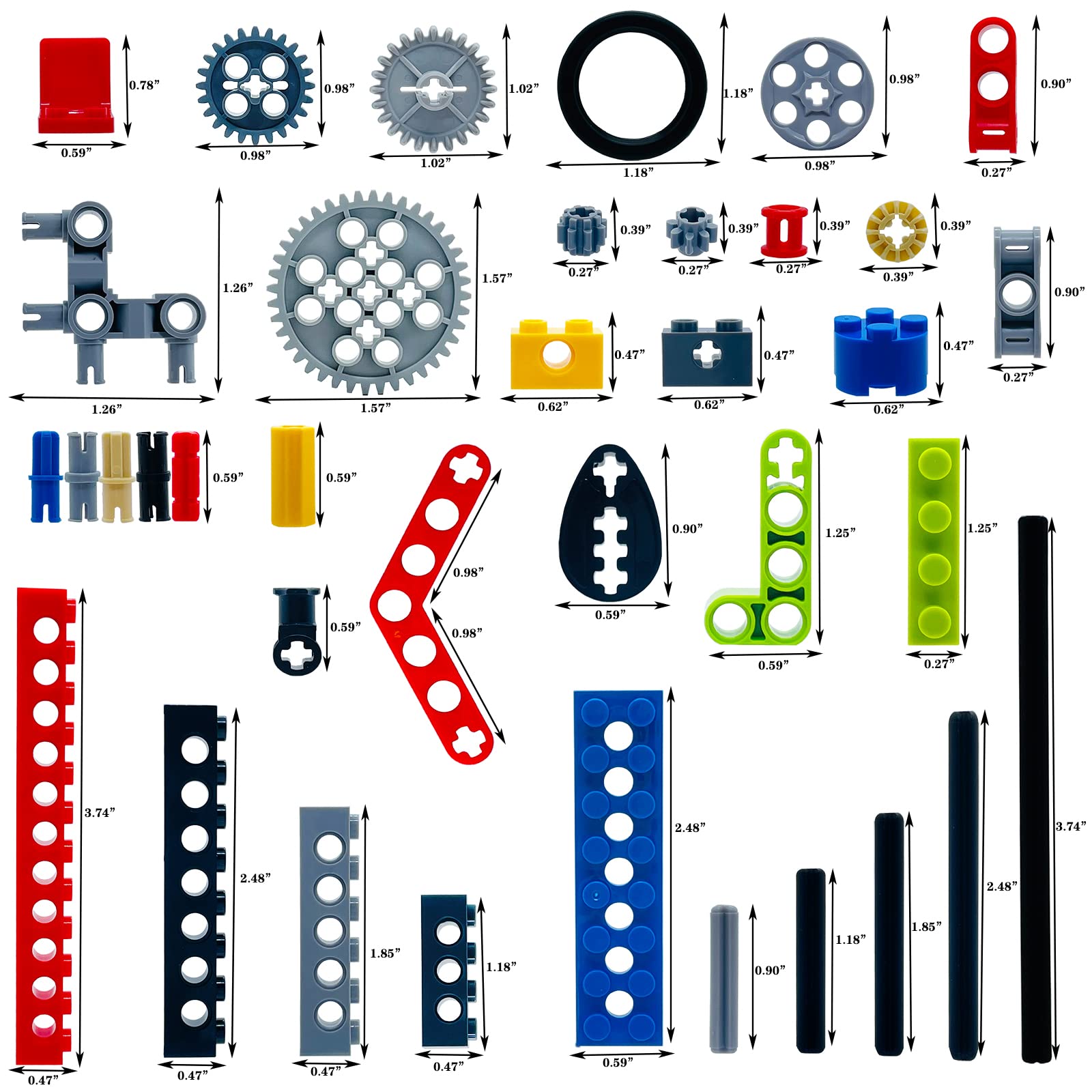 TACYILLU 202 Pcs Building Blocks Parts Gear Chain Wheels Connectors Axle, Liftarm, Pins Accessories Brick Sets Toys Tight Fit with Major Brands…