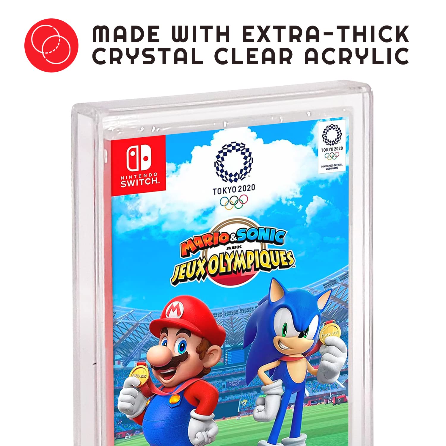 EVORETRO Acrylic Display Case Compatible for Nintendo Switch Games - Clear Game Box Protector with UV Protection - 4MM Thick Protective Case for Retro Nintendo Switch Sports Game (Pack of 2)