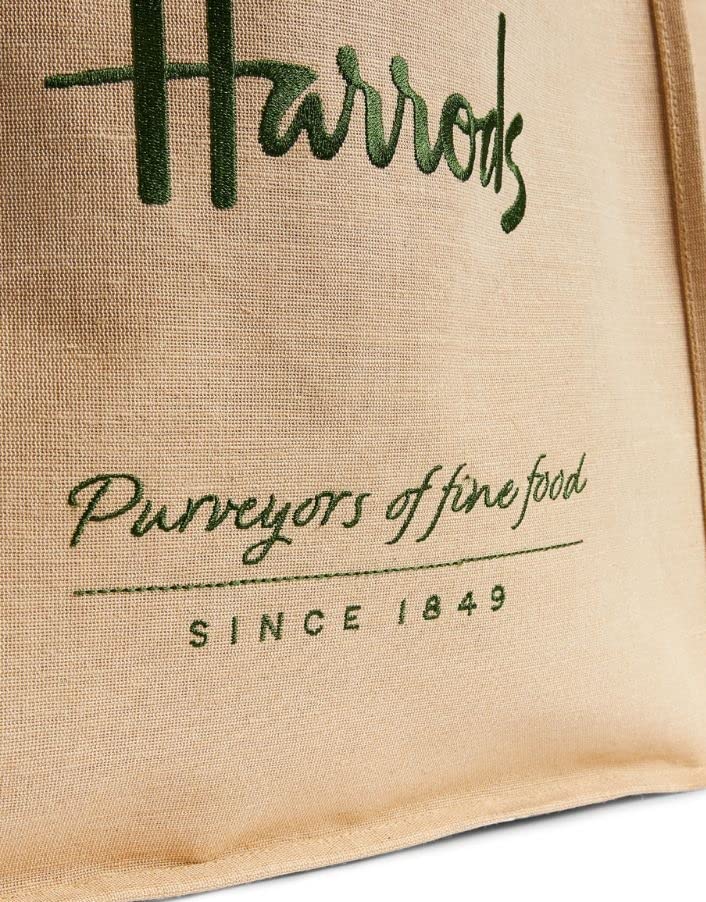 Harrods London Jute Shopper Bag, Beige