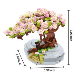 MEIEST Mini Building Blocks Sakura Plant Bonsai Model Set,Creative DIY Simulation Cherry Blossom Flower Botanical Collection Construction Building Bricks Toy for Kids Adult Home Decor